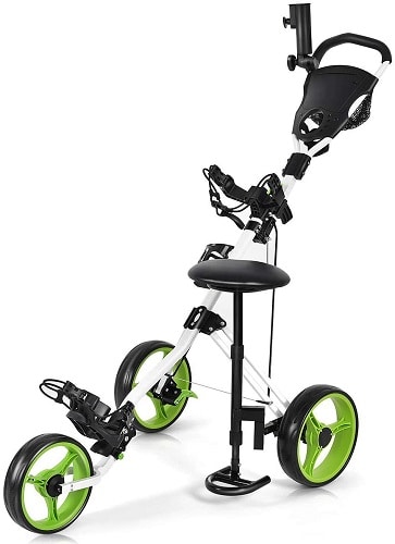 GYMAX 3 Wheel Golf Push Cart