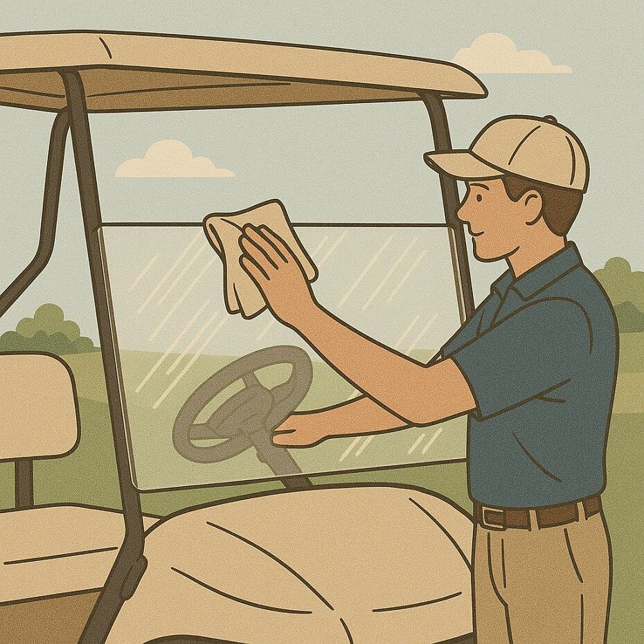 Golf Cart Windshield Cleaning